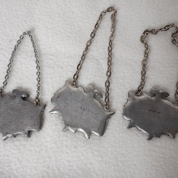 Vintage Metzke Decanter Tags 1975 Pewter Vodka Bourbon Scotch 3 pc Lot - Picture 6 of 9